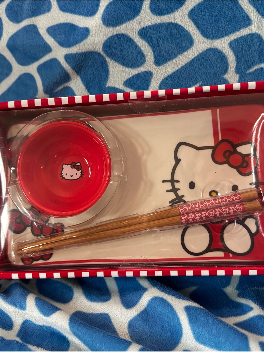 Hello Kitty Red Chopsticks and Dipping Bowl Set